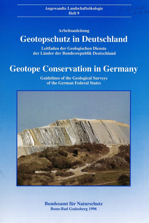 Abbildung Deckblatt der Publikation Geotopschutz in Deutschland (1996)