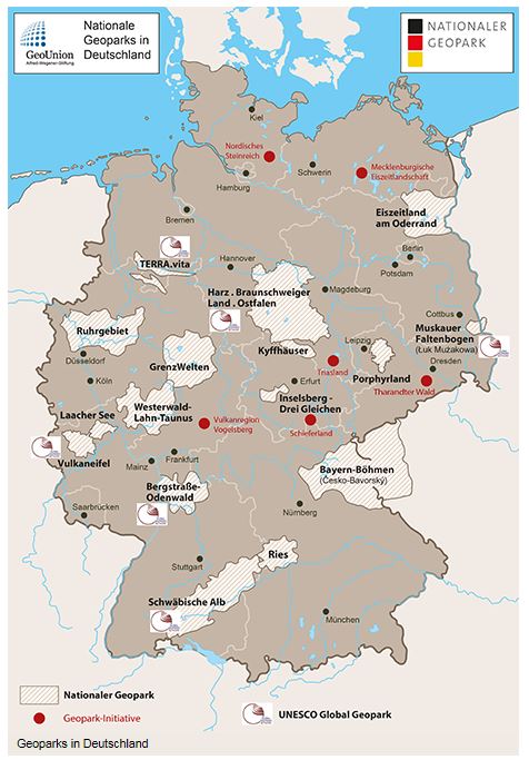 Abbildung der Karte der Geoparks in Deutschland
