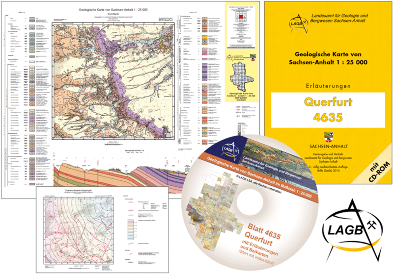 Abbildung: Geologische Karte von Sachsen-Anhalt im Maßstab 1:25.000 Blatt 4635 Querfurt