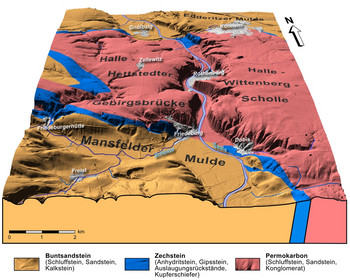 3D-Modell des Durchbruchstales zwischen Friedeburg und Könnern